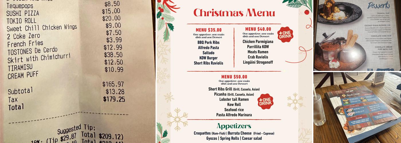 KOW Restaurant Menu