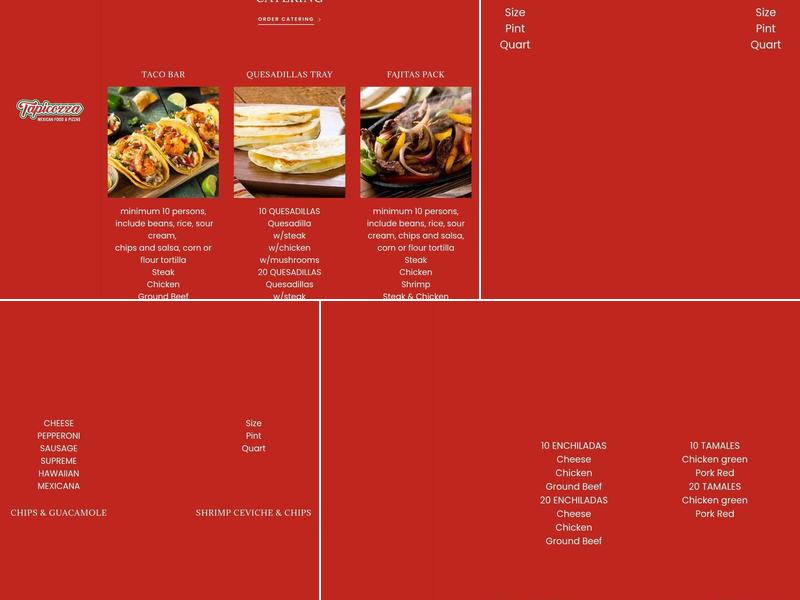 Tapicozza Menu