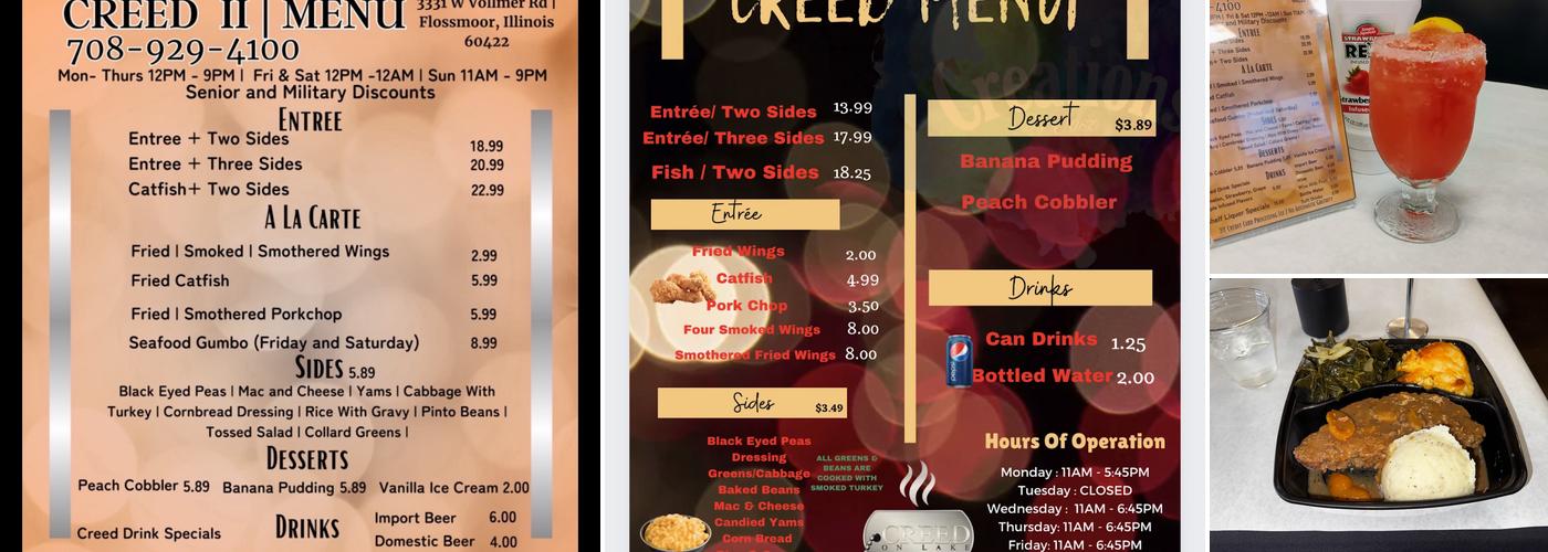 CREED-Flossmoor Menu