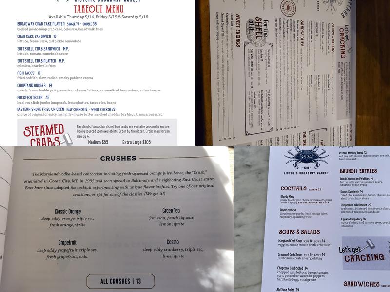 The Choptank - Baltimore Menu