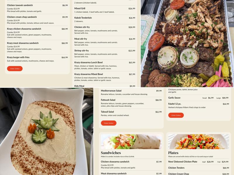 Krazy Shawarma Menu