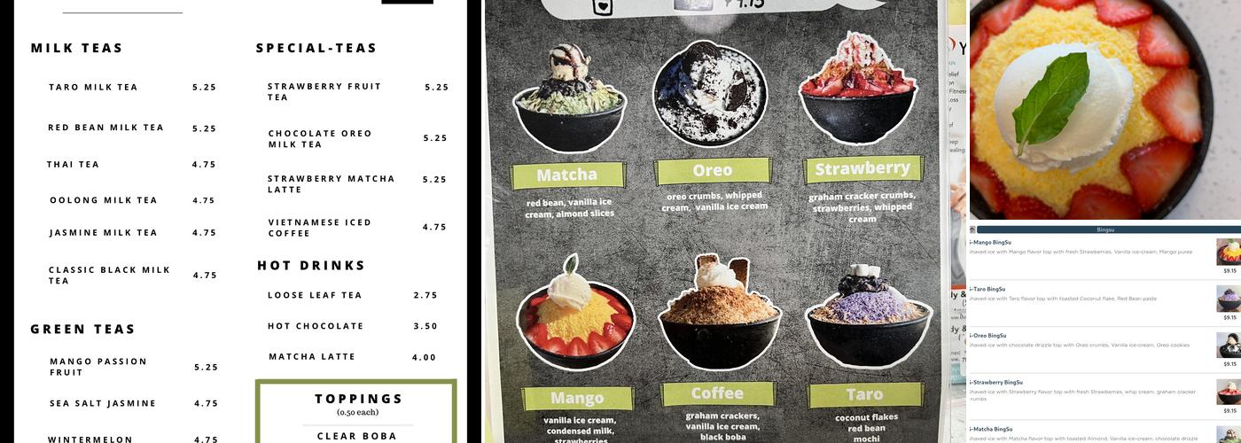 TeaSu Drinks & Desserts Menu
