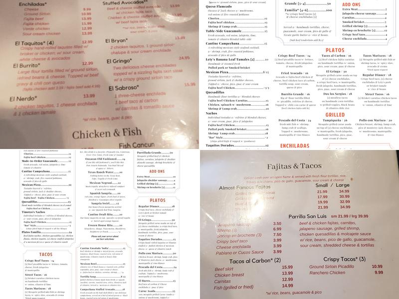 Studewood Cantine Menu