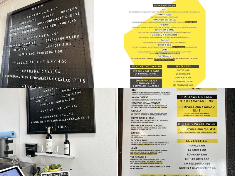 Empanada Kitchen Menu