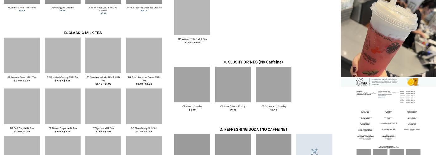 Lucky Tea Menu