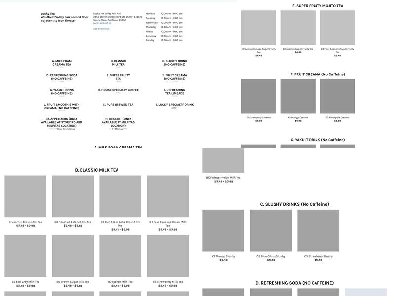 Lucky Tea Menu