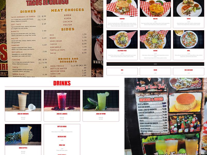 Tacos el Goloso Menu