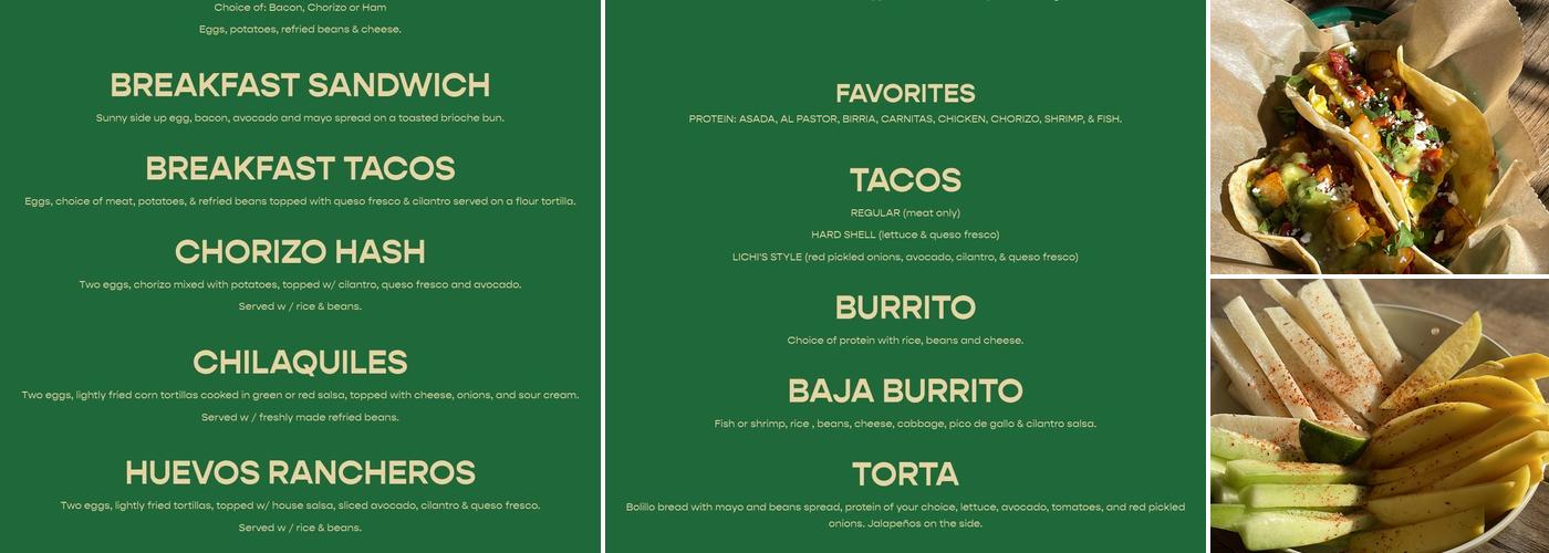 LICHI'S MEX Menu