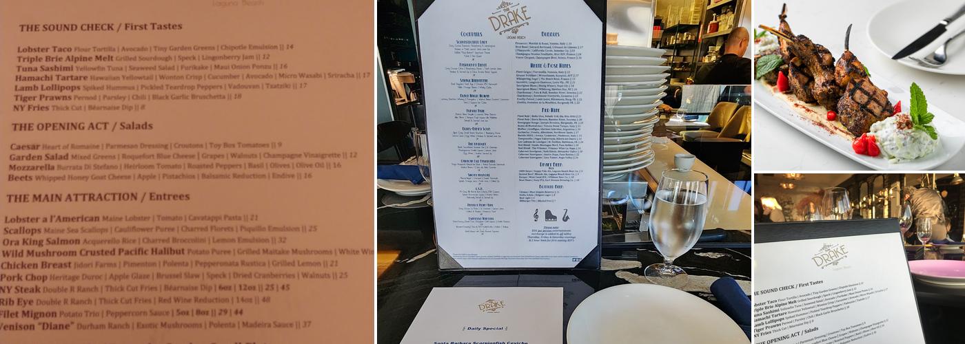 The Drake in Laguna Beach Menu