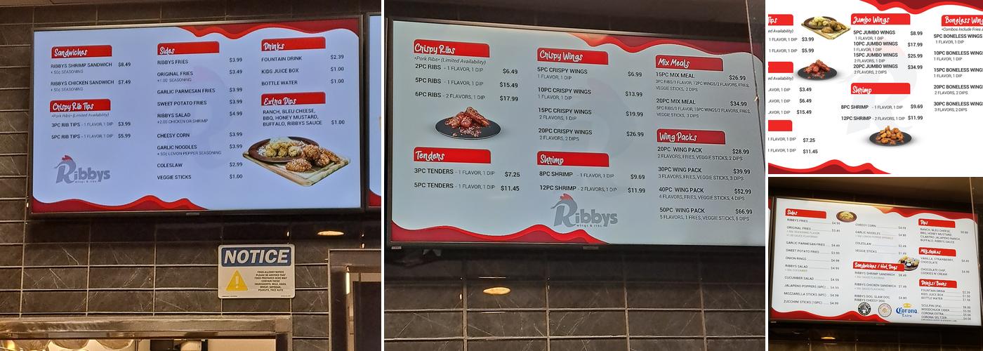 Ribbys Wings and Ribs Menu