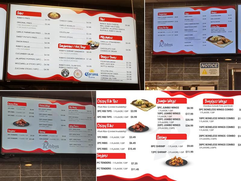 Ribbys Wings and Ribs Menu