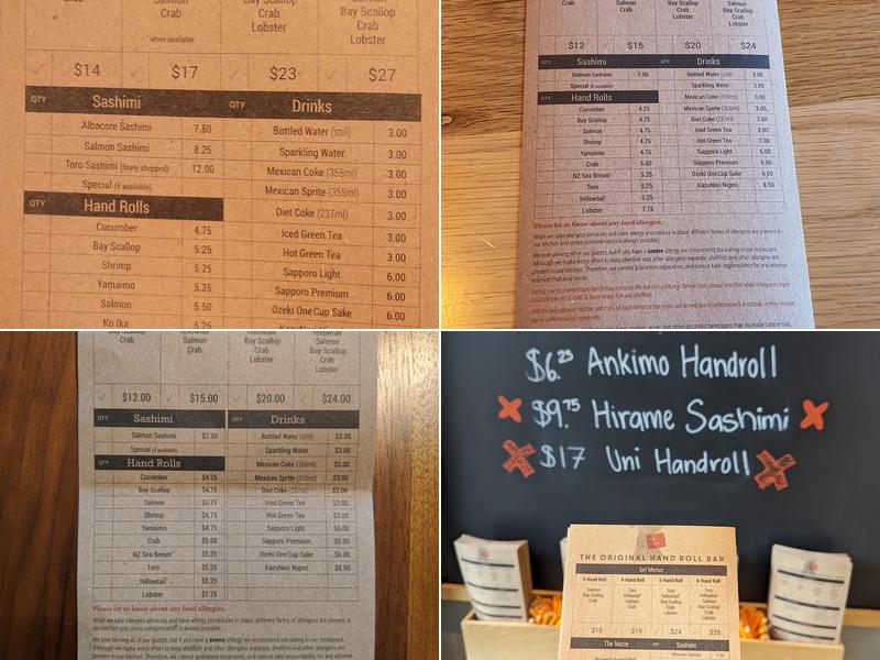 KazuNori: The Original Hand Roll Bar Menu