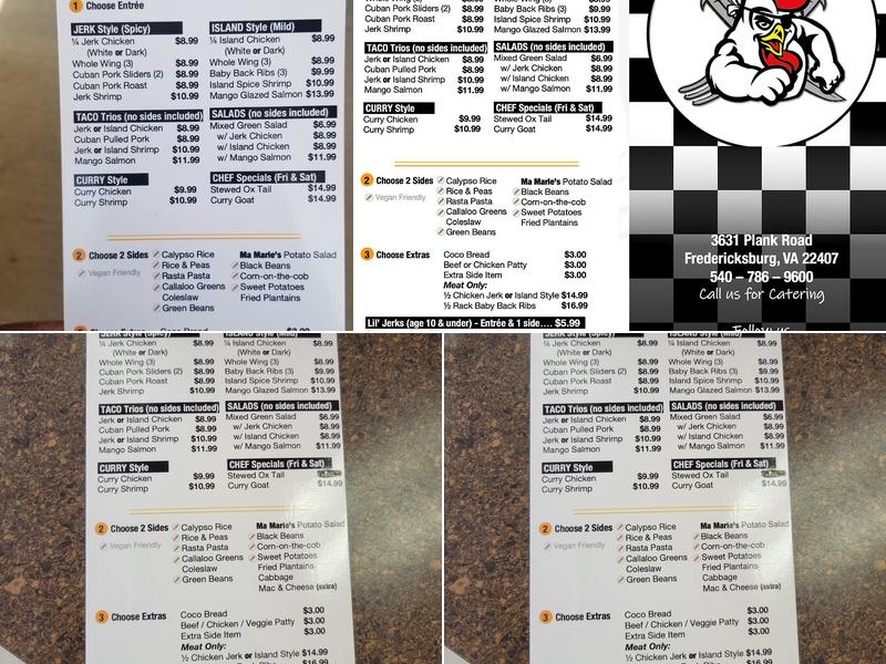 Jerks of the Caribbean Menu