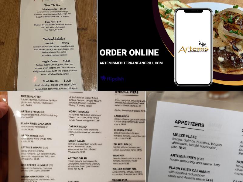 Artemis Mediterranean Grill Menu