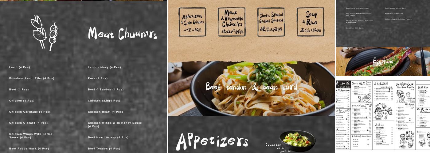 Chat Bar 九号小院 - Chinese BBQ Skewers Restaurant Menu