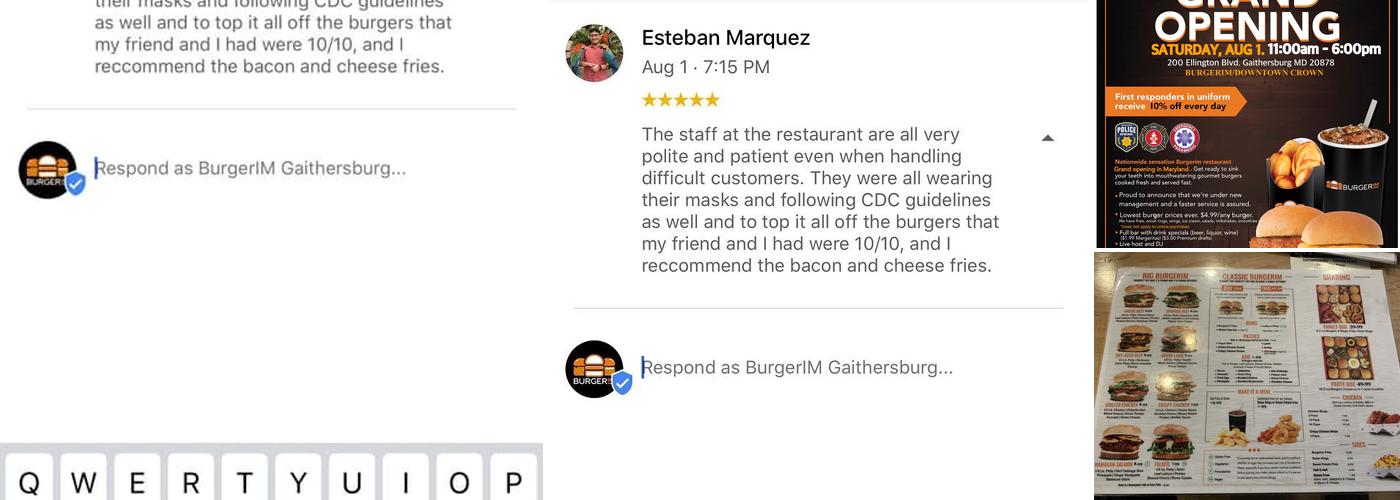 BurgerIM Gaithersburg Menu