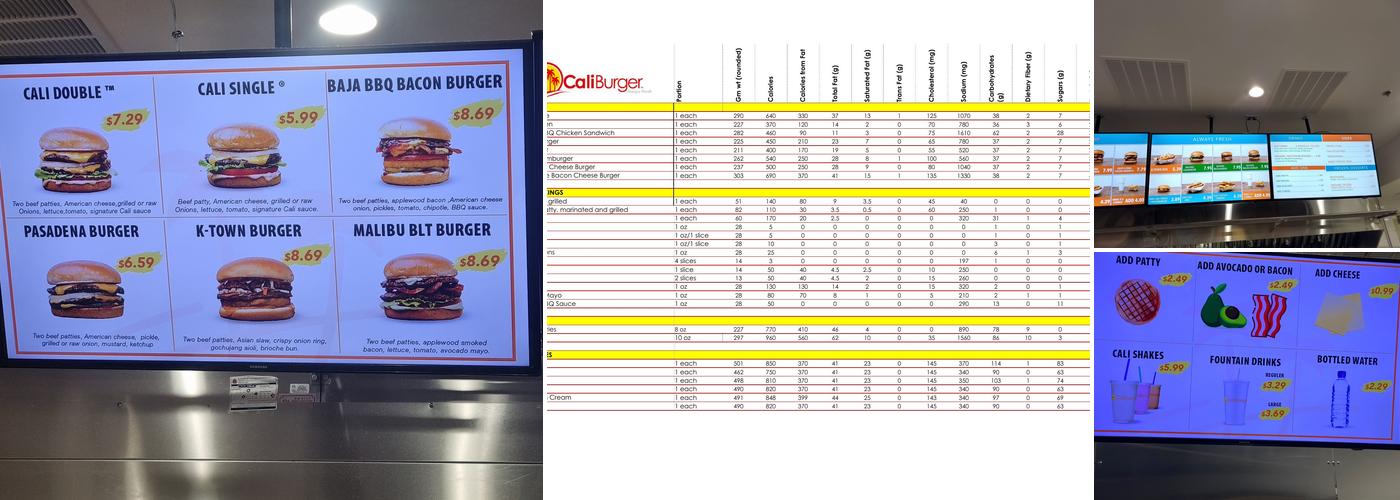 CaliBurger Menu