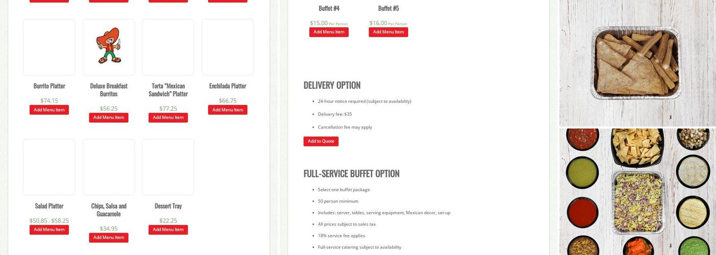 Sombrero Catering Office Menu
