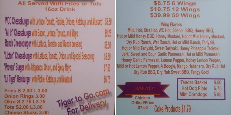 World Class Cheeseburgers Menu