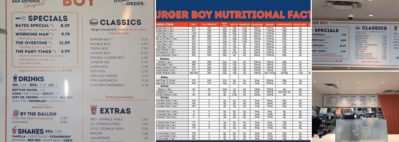 Burger Boy Menu