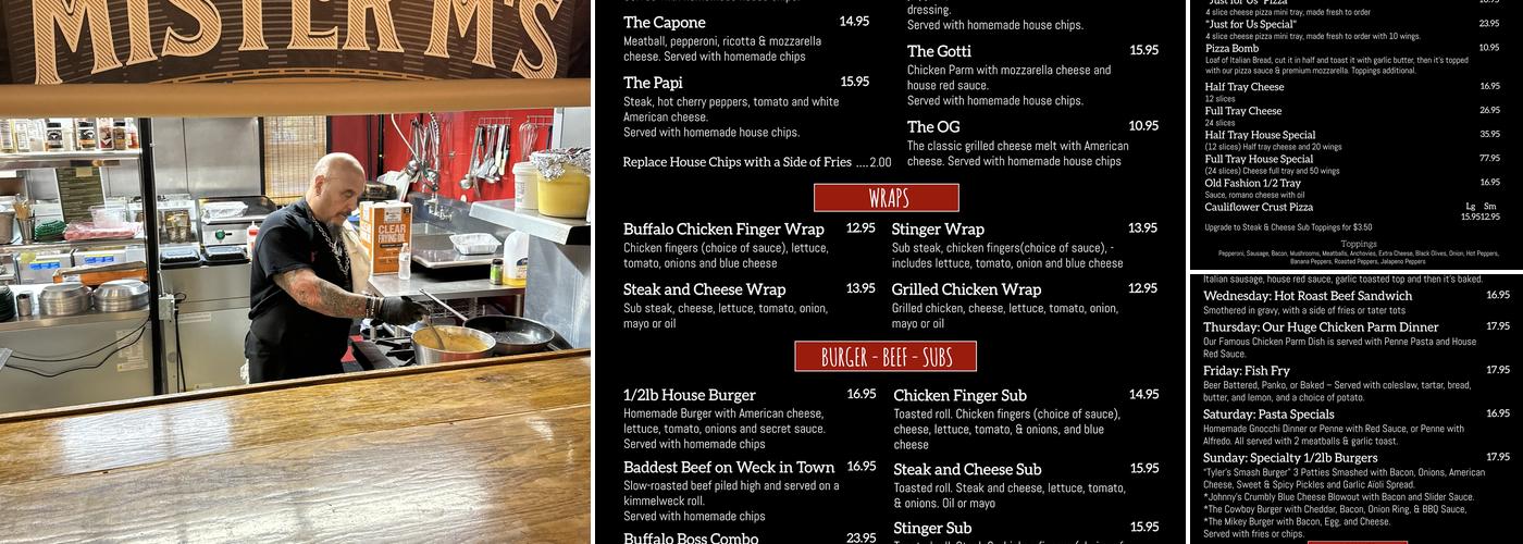 Mister M's House of Food & Drink Menu