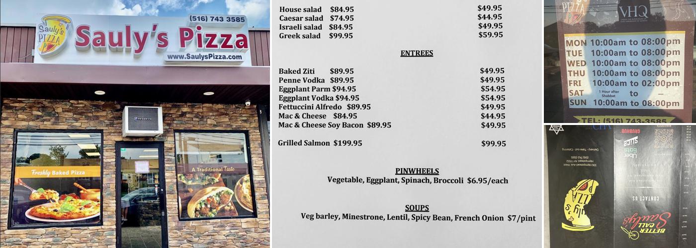 Sauly's Pizza Menu