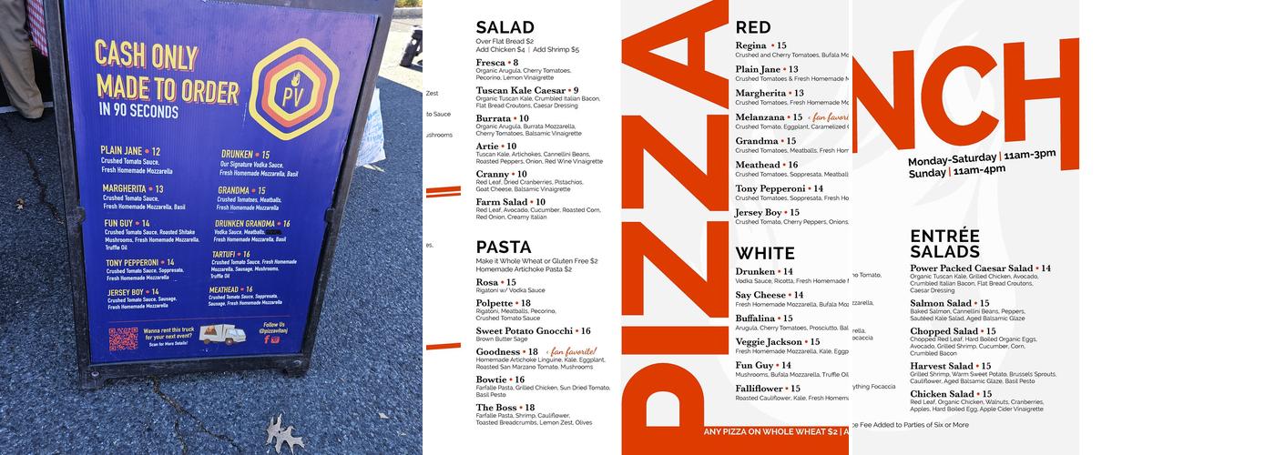 Pizza vita (food truck) Menu