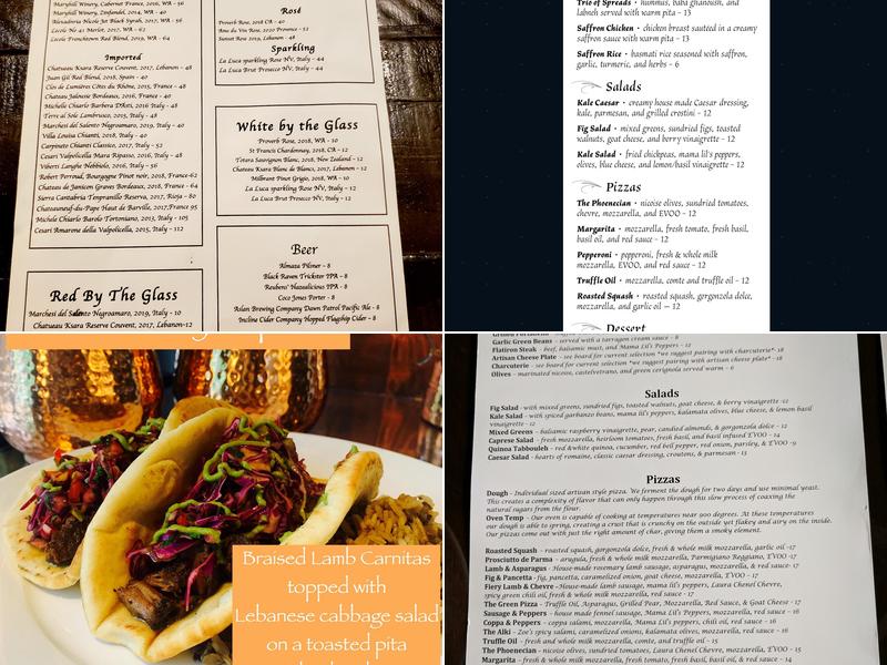 Phoenecia Menu