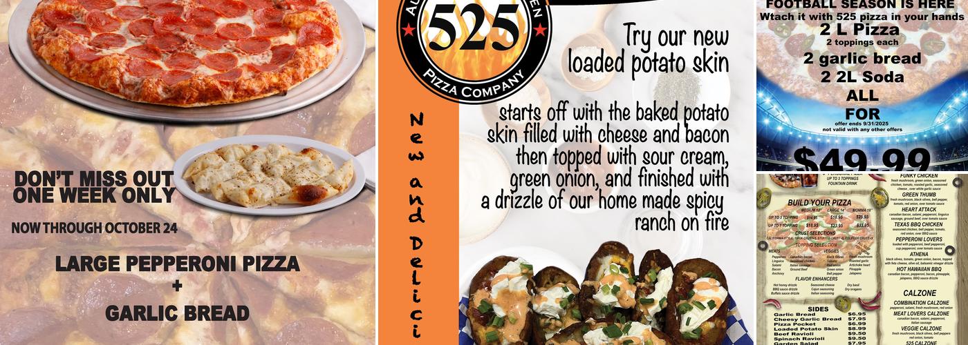 525 Pizza Menu