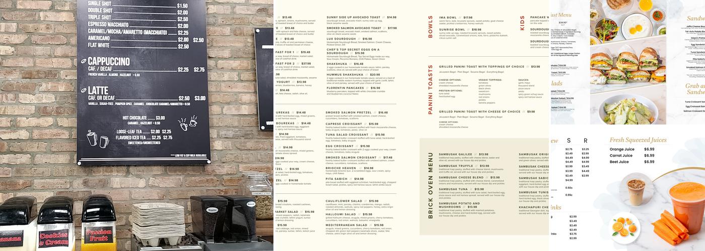 Florentin Bakery Menu