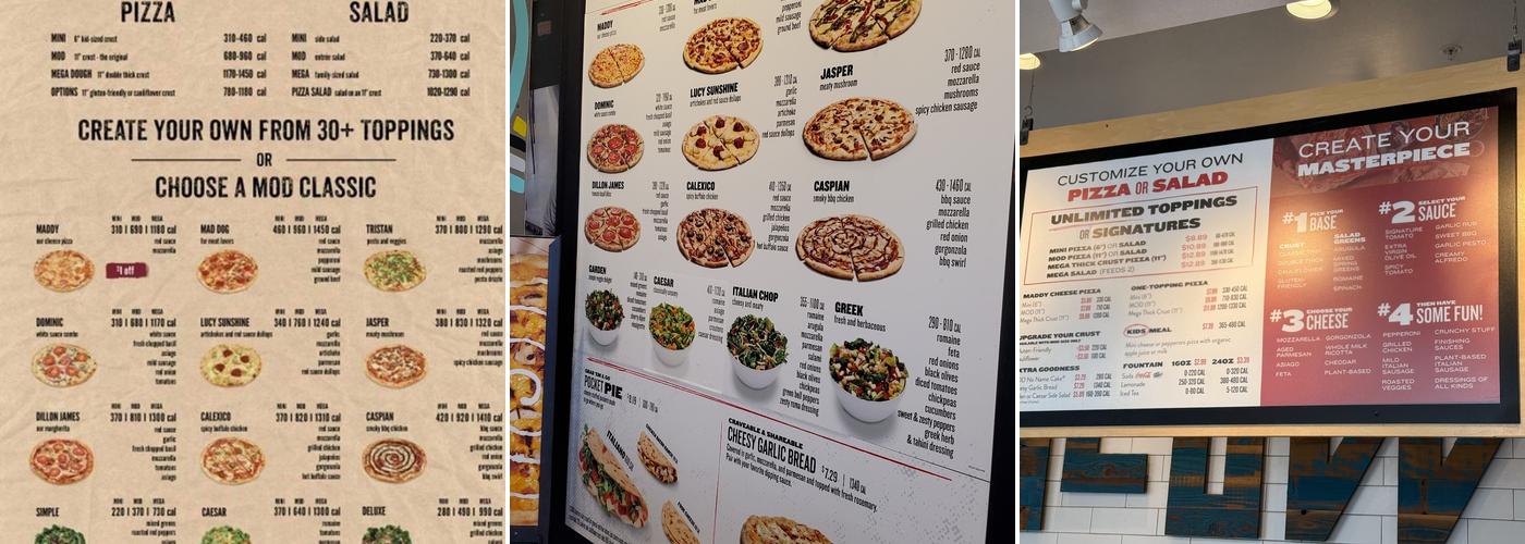 MOD Pizza Menu