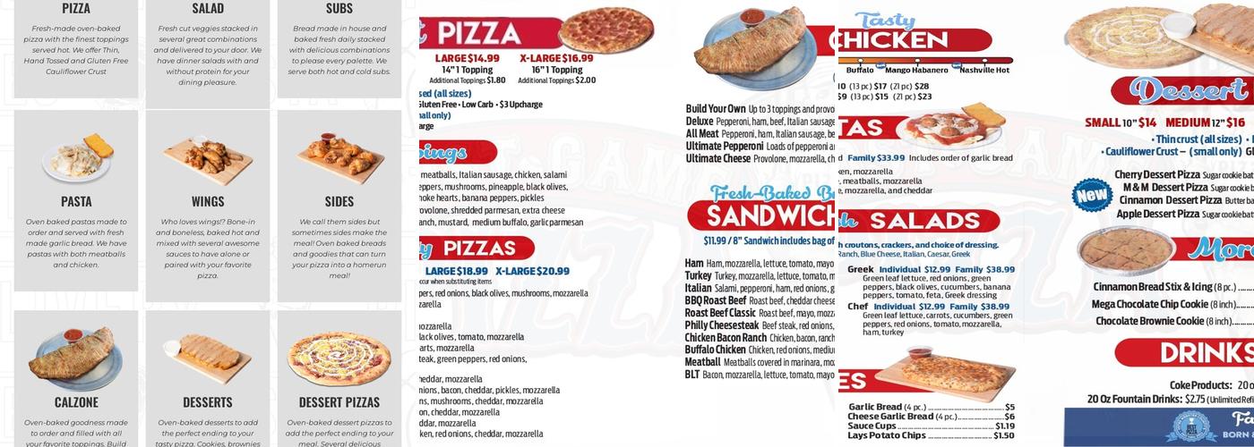 Post Game Pizza Menu