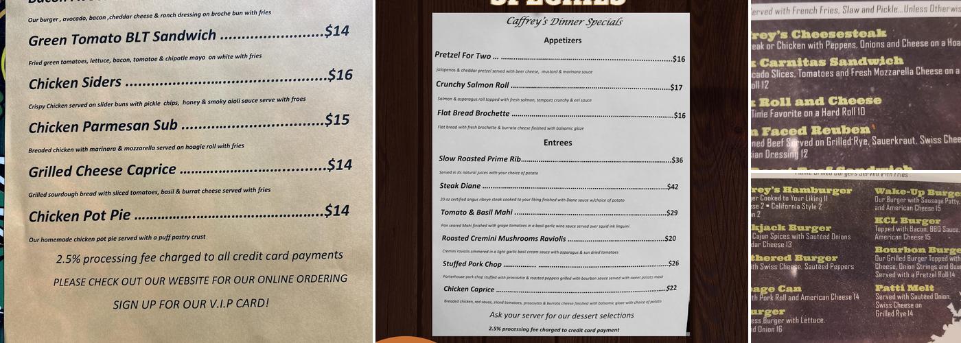 Caffrey's Menu