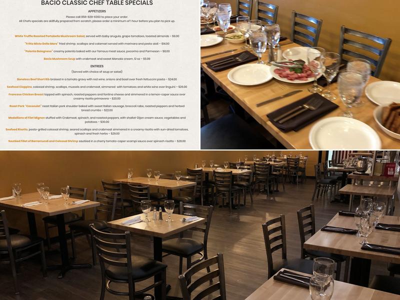 Bacio Kitchen + Catering Menu