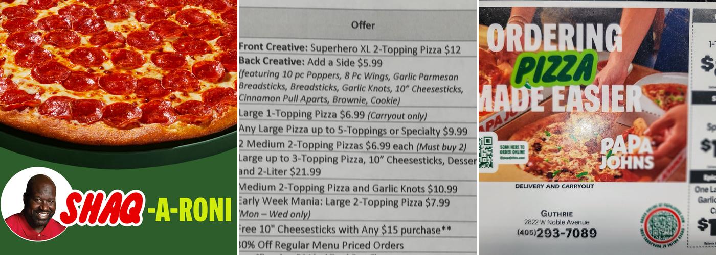 Papa Johns Pizza Menu