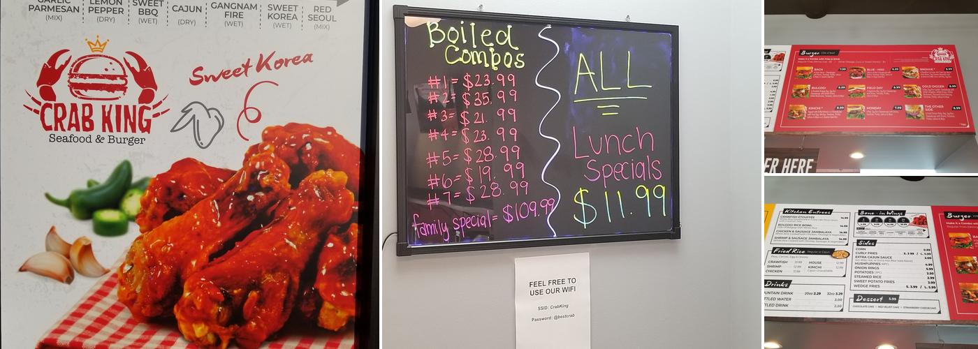 Crab King Menu