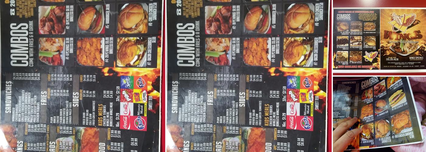J Wings Menu