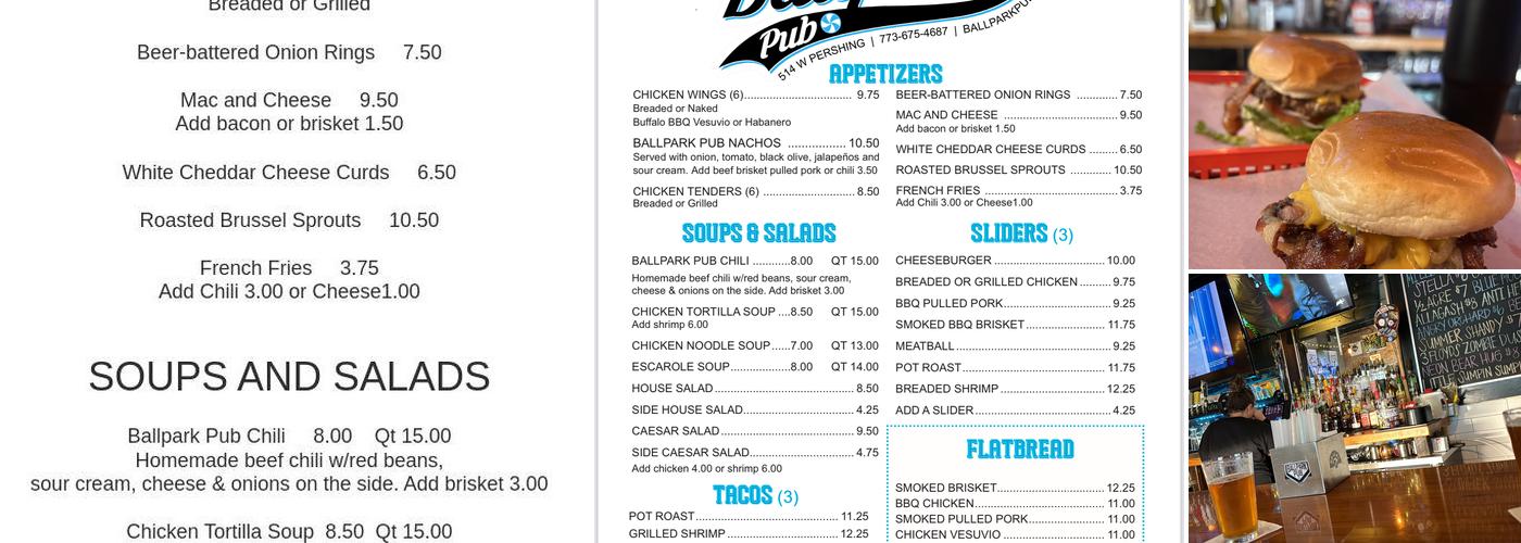 BallPark Pub Menu
