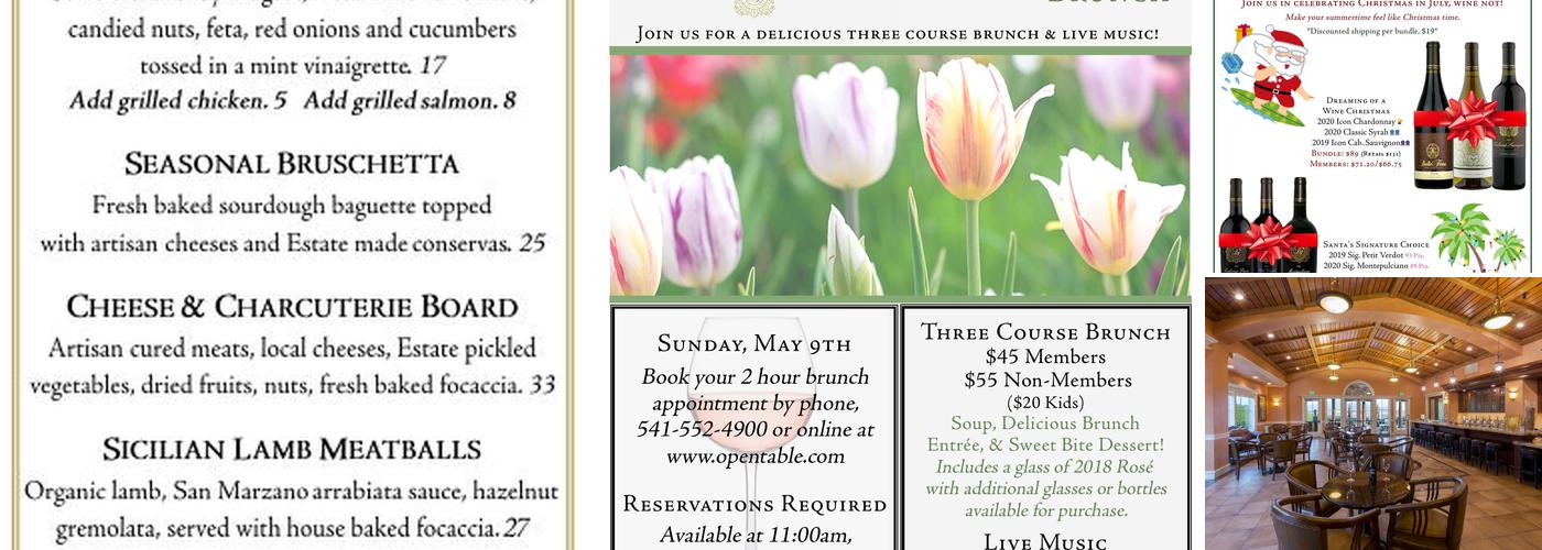 Belle Fiore Winery Menu