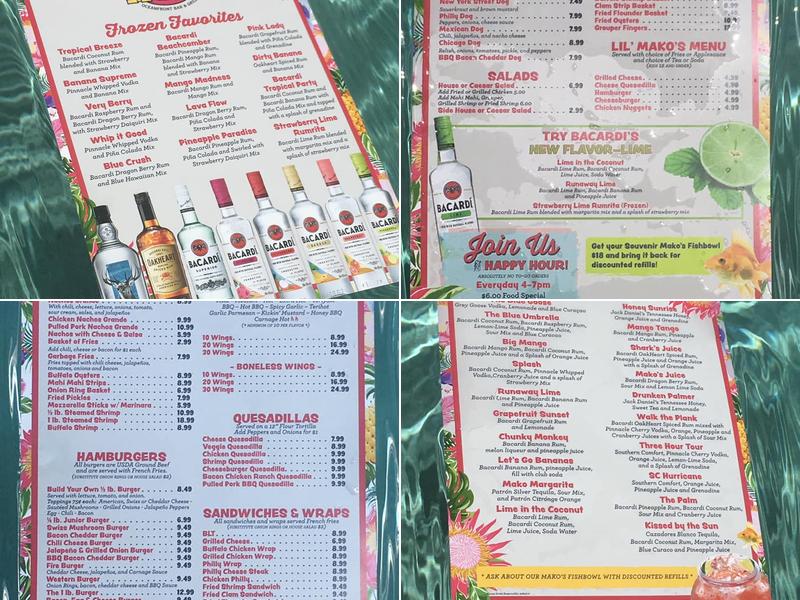 Mako's On The Boulevard Menu