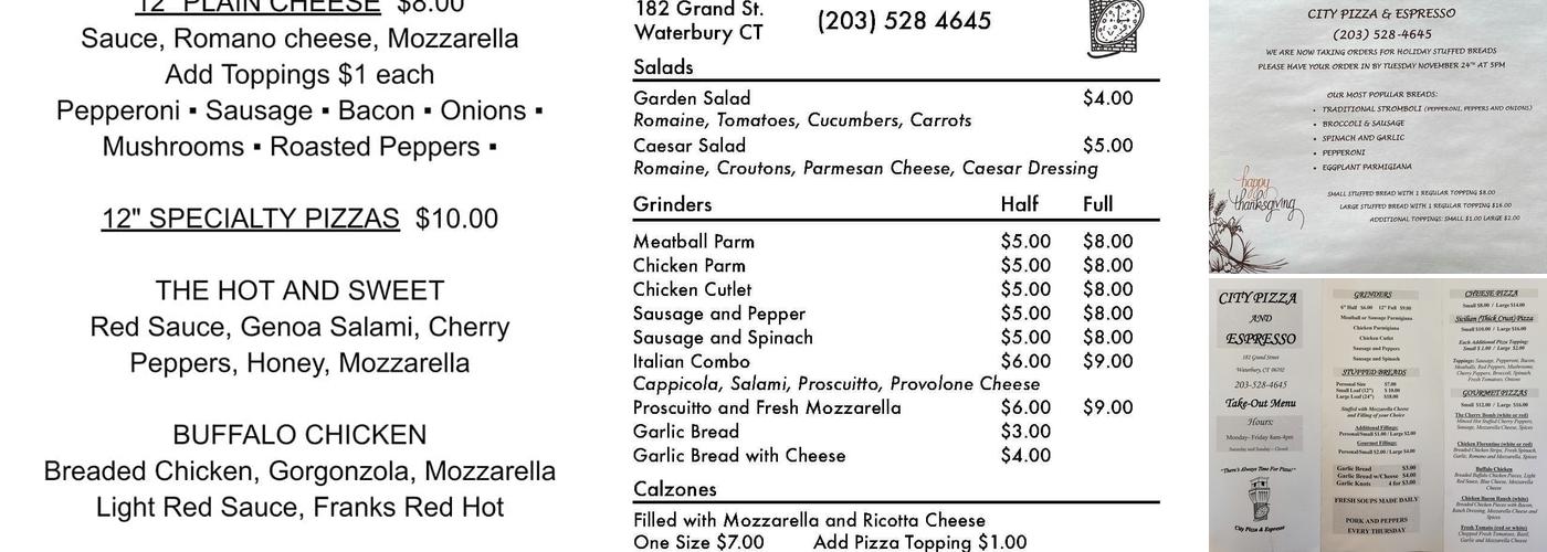 City Pizza & Espresso Menu