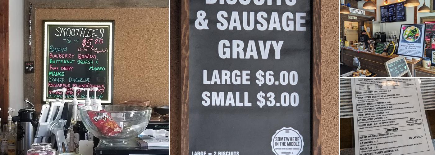 Somewhere In The Middle Coffee Shop Menu