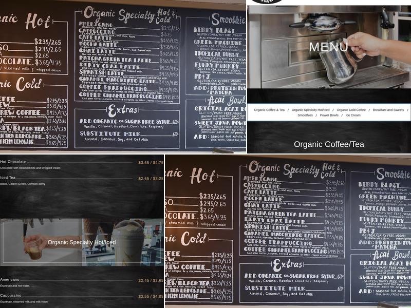 Sweet Java Menu
