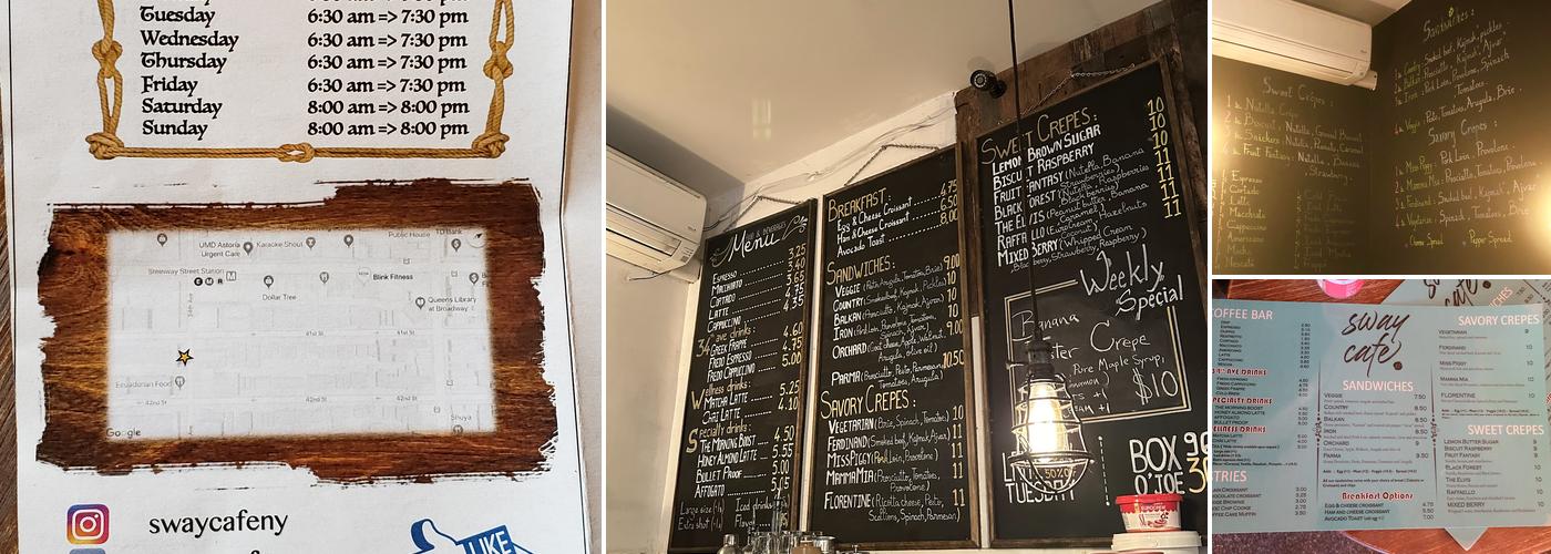 Sway Cafe Menu