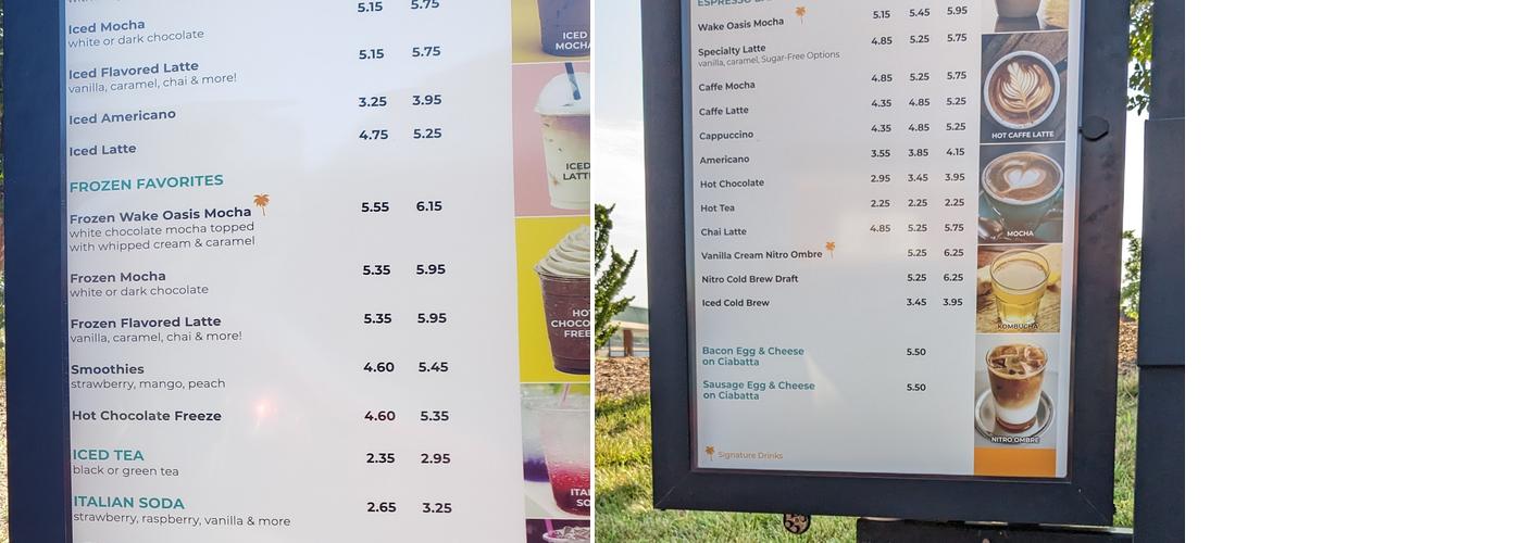 Wake Oasis Coffee Menu