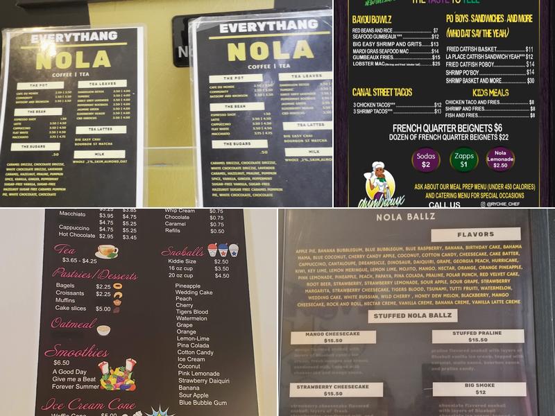 Everythang Nola Menu