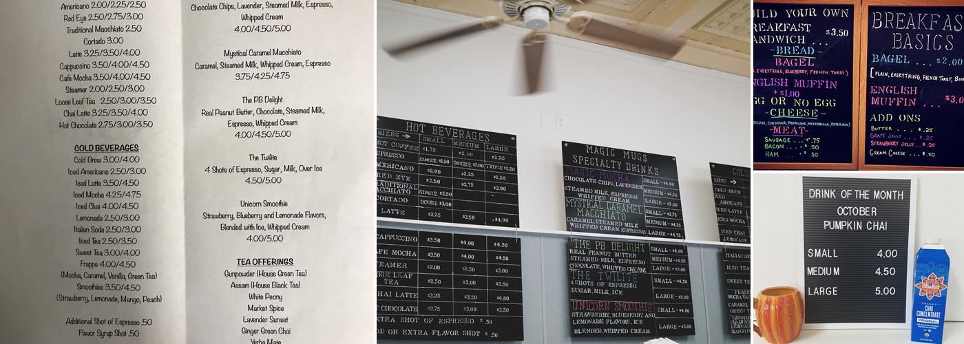 Magic Mugs Menu