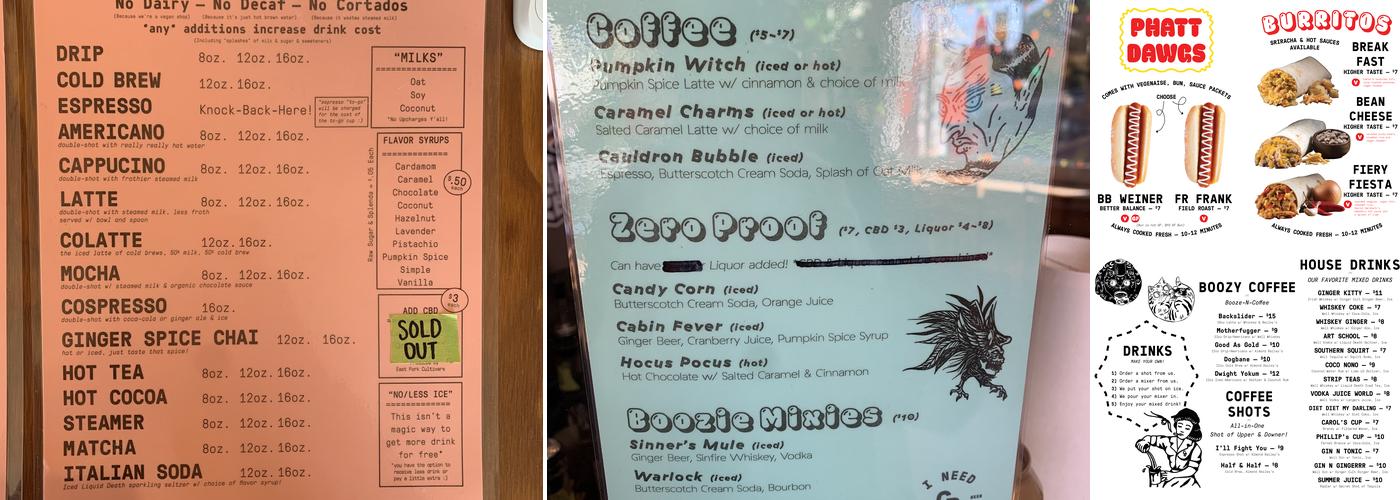 COFFEE BEER Menu