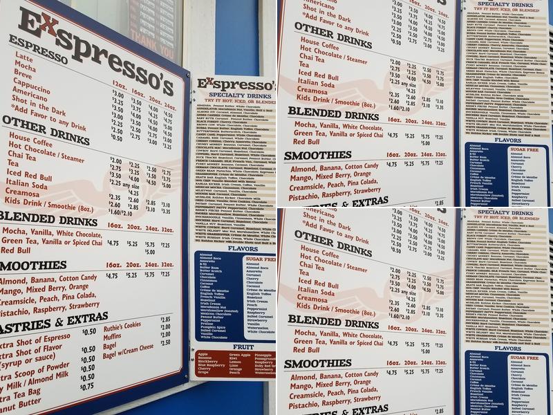 Exspresso's Menu