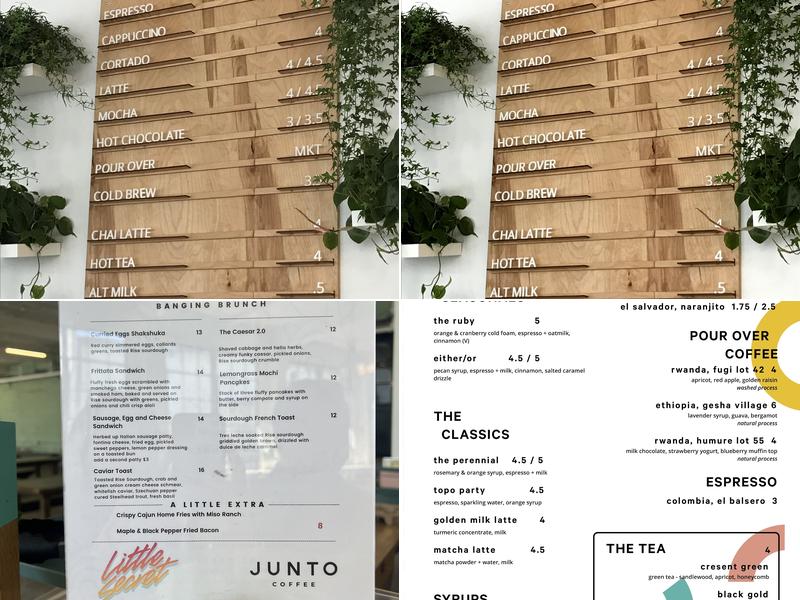 Junto Coffee Menu